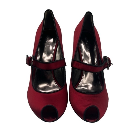 Vince Camuto Red Lottie Peep Toe Mary Jane Platform Heels Size 6 1/2 Women’s - Picture 3 of 8